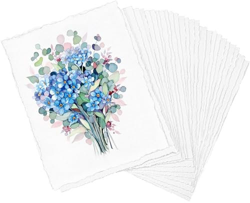 30 Stück A5 Büttenpapier Aquarellpapier Reispapier Aquarellpapier A5 Papier 300GSM Dickes Papier Samenpapier Blätter Büttenpapier für Gemälde Skizzieren Einladungen Schreiben Diy Kunst