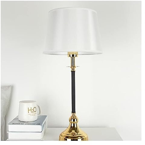 Desk Lamps Multifunction Desk lamp 21.6 Modern Contemporary Metal Table Lamp with Fabric Shade, Button Switch/Dimmer Switch Night Light (Color : Noir) (White_dimmer Switch)