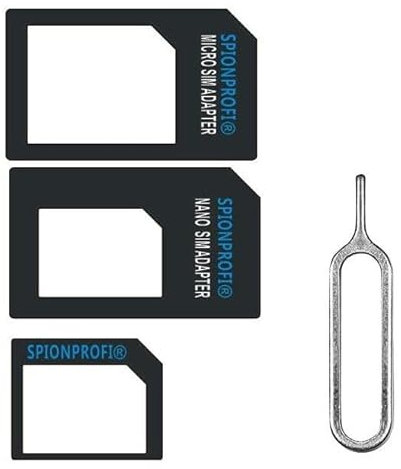 SpionProfi 3 en 1 Nano SIM Adaptateur 4 en 1 Nano vers Micro ; Nano vers Carte SIM standard et Micro to SIM + Extracteur de carte SIM