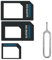 SpionProfi 3 en 1 Nano SIM Adaptateur 4 en 1 Nano vers Micro ; Nano vers Carte SIM standard et Micro to SIM + Extracteur de carte SIM