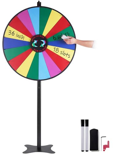 VEVOR Spinning-Preisrad, Roulette-Rad mit einem trocken abwischbaren und 2 Markern, Tischplatte oder Bodenstehend, Gewinnspiel Fortune Spin Spiele in Party, Kneipe, Messe, Karneval