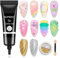 SUPWEE 3D Sculpture Gel Nail Art Carving Gel with 1PCS Two-Colors Chrome Powder DIY Painting Carved Nail Polish 5D Embossing Decoration Manicure