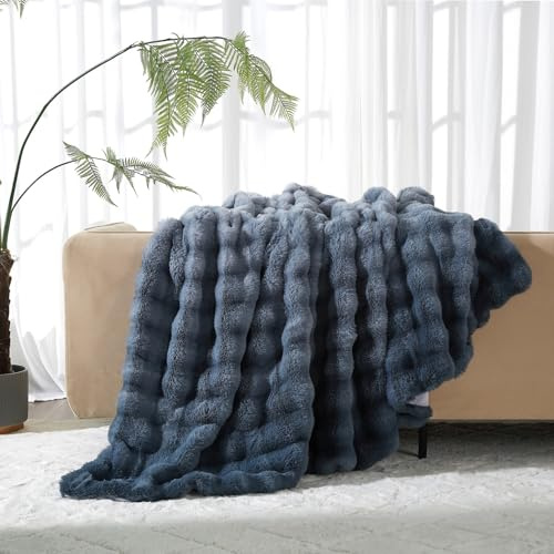 Luofanfei Kuschelige Warme Kuscheldecke Wohndecke 200x220 Hellblau Blau Flauschige Plüsch Samt Bubble Decke Fleecedecke Bettüberwurf Couchdecke Tagesdecke Sofadecke Blanket Für Schlafzimmer Büro