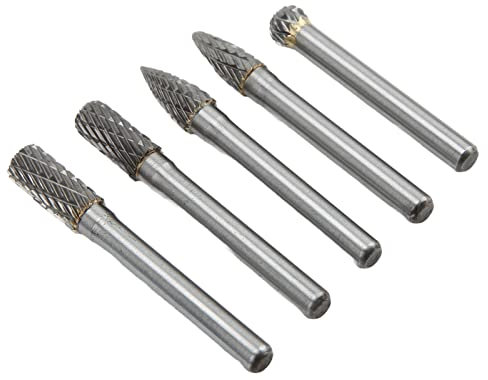Yctze Jeu de Fraises Rotatives en Carbure de Tungstène, 6x8mm, Double Coupe pour Le Polissage, Le Meulage, la Gravure, Le Perçage, Outils de Réparation Automobile, 5 Pièces (ACDFG)