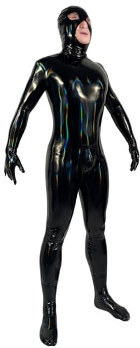 Ohyesbae Herren Laser bunte Wet Look,Overall Sexy Enger mit Reißverschluss,glänzende Pu Leder Bodysuit, Männer SM Bodysuit Leggins Einteile Unterwäsche für Konditionierende Hundesklaven