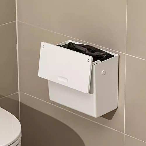 DFHS46JK Papelera de baño Papelera for baño montada en la pared con tapa, papelera colgante for cocina, papelera de plástico, 6L Papelera