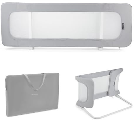 Kinderkraft Guard & Dream Barrera Universal para Cama, para Niños de Entre 18 Meses y 5 Años, Pliega Fácilmente, Regulación de Altura, Gris Claro