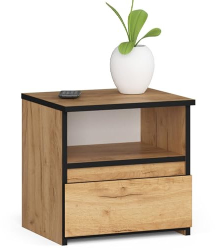 AKORD Nachttisch CL1 40 cm | 1 Schublade | Nachttisch mit Schublade | Nachtkommode, Nachtkästchen | Schlafzimmer Schrank | B40 x H40 x T35 cm | Gewicht 9,7 kg | Craft Eiche/Craft Eiche