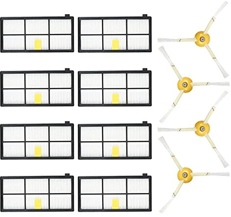 TFixol Set di 12 accessori di ricambio per Roomba serie 800 & 900 805 860 861 864 866 870 880 890 891 894 960 961 964 966 980-4 spazzole laterali 8 filtri