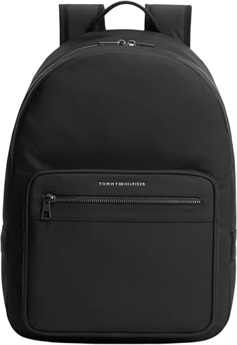 Tommy Hilfiger Herren Rucksack Repreve mit Außentasche, Schwarz (Black), Einheitsgröße
