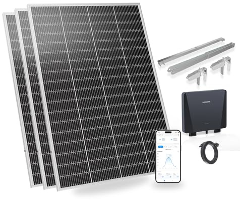 SUNSHARE Ray Lite 600W Balkonkraftwerk mit Halterung – Leichtes, vormontiertes Komplettset mit 800W Mikro-Wechselrichter & Solarpanel – Geeignet für verschiedene Balkone – Plug & Play