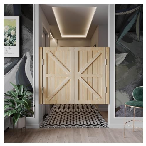 Porte Battante Double Saloon Porte Battante En Bois Massif Avec Charnières Portes De Café Saloon 2 Vantaux Pour Entrée Cuisine Salon Bureau(Wood color,W100*H90cm)