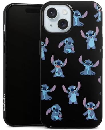 Slim Case extra dünn kompatibel mit Apple iPhone 15 Silikon Handyhülle schwarz Hülle Lilo & Stitch Offizielles Lizenzprodukt Disney