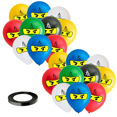 CATZUM 20 pièces Ensemble de ballons en latex premium pour Ninjago, Fête Nin-ja, Thème Dessin Animé, Anniversaire Déco Enfant et Garçon, Kit Decoration (12 pouces) (Couleurs assorties)