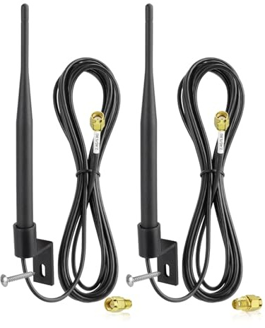 Eightwood WiFi Antenne Outdoor 6dBi Dual Band 2.4GHz 5GHz 5.8GHz WiFi Antenne wasserdichte mit Halterung RP-SMA/SMA mit 300cm RG174 Kabel für WLAN Router IP Überwachungskamera Wohnmobil IoT Gateway