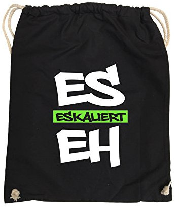 Comedy Bags - Es eskaliert eh - Graffiti - Turnbeutel - 37x46cm - Farbe: Schwarz/Weiss-Neongrün