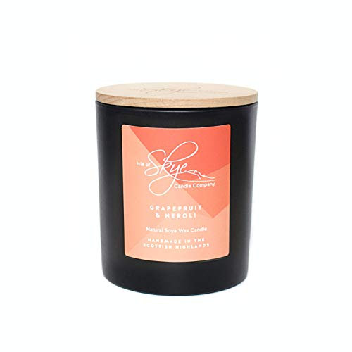Isle of Skye Candle Company Grapefruit & Neroli Duftkerze im großen Tumbler | Natürliches Sojawachskerze | handgefertigt in Schottland | Premium-Duftkerze | elegantes schwarzes Glas | 45 Stunden