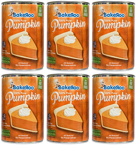 (Pack of 6) Bakeroo Tinned Pumpkin Puree (Pumpkin Pie Filling) - 425g, 100% Natural