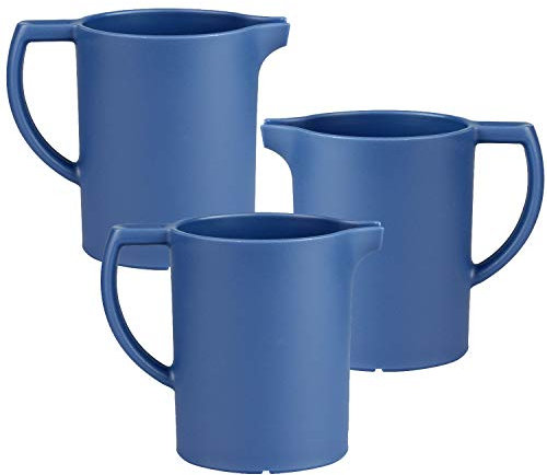 Harfield Blue Small Individual 200ml Custard Milk Gravy Cream Jug Pack of 3 Reusable Polypropylene Plastic