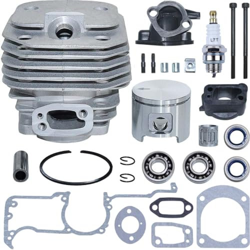 Kit Pistone e Cilindro per Husqvarna 61 e Jonsered 630 625 Motosega, AUMEL Cilindro + Pistone + Guarnizioni + Paraolio + Candela Pezzi di Ricambio Accessorio 26 in 1
