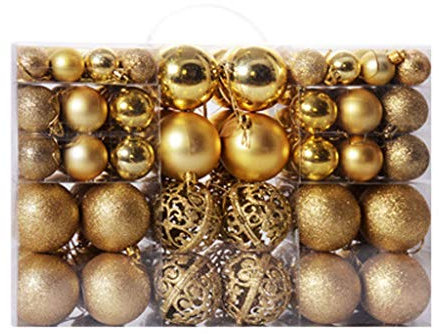 Battnot Weihnachtskugeln 100 teilig 24 teilig 30/60mm Christbaumkugeln Set Weihnachtsbaumschmuck Christbaumschmuck Weihnachtsbaum Kugel Dekoration hängende Hausparty Christmas Xmas (Gelb, 100)
