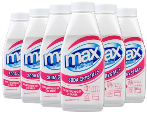 Max Traditional Soda Crystals (Pack of 6 x 450g) - Washing Soda for Laundry | Natural Based Sodium Carbonate Grease and Stain Remover, Odour Neutraliser, Simple to Use, For Indoor and Outdoor Use