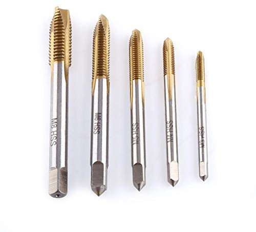 Gewindebohrer,5 teile/satz HSS Gewinde Gewindebohrersatz M3 M4 M5 M6 M8 Vorwärtsspanauswurf,aus Schnellarbeitsstahl 6542,Metrisch Gewindebohrer