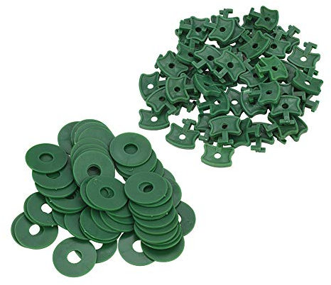 Greenhouse Clips Kit - Green 50PCS Clips + 50PCS Washers for Aluminium Greenhouse Insulation Bubble Netting Shading Fixing Fastener