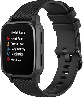 Chofit Cinturini in silicone compatibili con Garmin Venu Sq Music, cinturino sportivo di ricambio morbido cinturino per Garmin Venu Sq Music/Venu Sq/Venu Orologio Smarter (nero), Silicone, Silicone