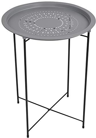URBNLIVING Folding Metal Round Bistro Coffee Table (Grey)