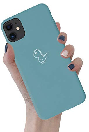 Tybiky iPhone 11 Pro Case, Silicone Dinosaur Pattern Mobile Phone Case Shockproof Slim Bumper Protective Scratch-Resistant Case Cover Shell for iPhone 11 Pro Light Blue