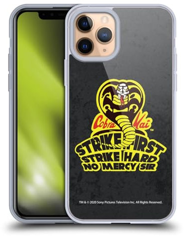 Head Case Designs Officially Licensed Cobra Kai Strike Hard Logo Graphics 2 Soft Gel Case Compatible With Apple iPhone 11 Pro