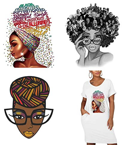 Black Smart Queendom Beauty Iron On Patches for Clothing DIY Transfer Decals on T-Shirt Hoodie Pillow 3Pcs