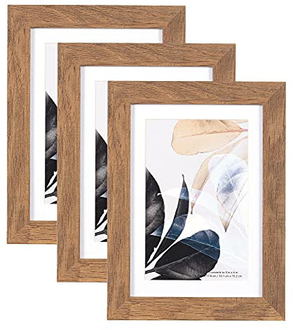 Bilderrahmen 13x18 | Holzfarbe | Echtholz | Plexiglas | Posterrahmen | Fotorahmen | 3er Set