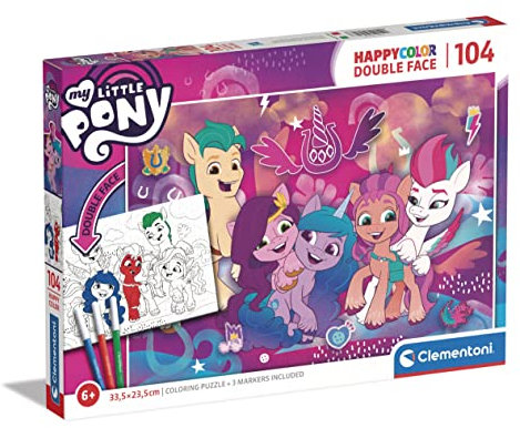 Clementoni - 25726 - Supercolor Puzzle Double Face My Little Pony - Puzzle Mit 104 Teile - Puzzle Für Kinder Ab 6 Jahren, Made In Italy