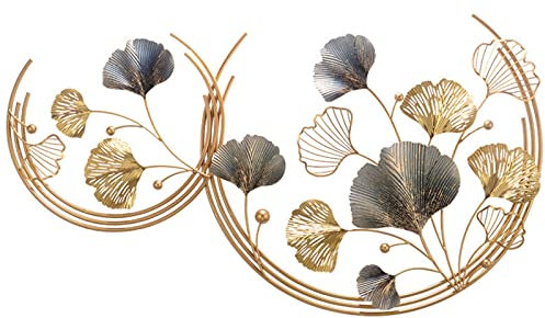 Fetcoi 110x70x2,5CM Kreative Goldenes Pfau Ginkgoblatt Wanddeko, Wandschmuck Wandregal Dekoregal Aus Eisen, Für Wohnzimmer, Wand, Zuhause