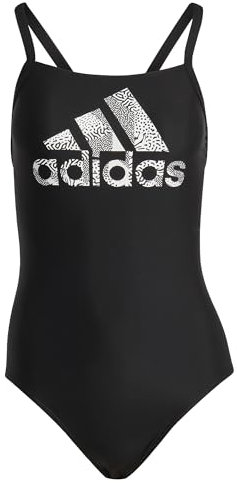 adidas Women's Big Logo Suit Swimsuit, Black/White, 38