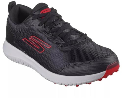 Skechers Men's GO Golf MAX Fairway 4 Sneaker, Black Synthetic/Textile/Red Trim, 8.5 UK