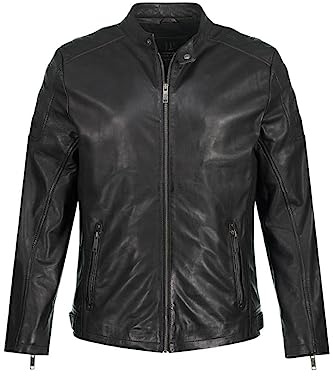 JP 1880 Herren große Größen Übergrößen Menswear L-8XL Lederjacke, Bikerstyle, feinstes Lamm-Nappa, Schulter-Steppung 820704