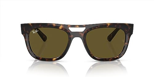 Ray-Ban Unisex-Sonnenbrille, schwarzer Rahmen, dunkelgrüne Gläser, 54 mm, Dunkles Braun, 54