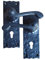 Black Antique Victorian Door Handles Lock Lever on Backplate Set Pair