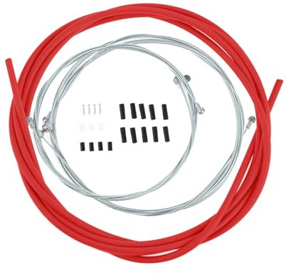 SURIEEN Universal Bike Inner Brake Cable Housing Kit with Bike Cable Ends for Mountain Road Bicycles (Red)