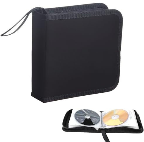 SVUPUE Porta CD Custodia, Custodia per 40 CD, Supporto per Custodia per Organizer per Dischi Protettivi per Viaggi in Auto, Nero