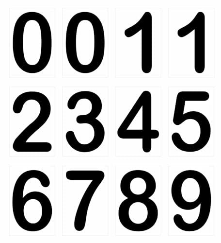 Numeri Adesivi per Numerare Porte, Cassette delle Lettere, Oggetti Numeri Adesivi Piccoli e Grandi (Fondo bianco numeri neri, 90 x 130 mm)