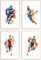 Generisch Deko Dreamy Doodles® | Sportmotive | 4er Poster Set | Hochwertiger A4 Druck ohne Rahmen | Kinderbilder Sport Bilder Kinderzimmer | Fußball Tennis Basketball Eishockey