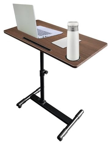 Eosprim Höhenverstellbarer Beistelltisch mit Rollen für Krankenbett und Pflegebett, Überbetttisch Höhenverstellbar, Pflegetisch mit Rollen, Couchtisch Rollen, Krankenhaus Nachttisch