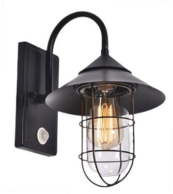 WYQSX Außenwandleuchte Vintage mit Bewegungsmelder Wandleuchte außen (Laterne) IP54 Wasserdicht, E27 Aussenlampe für Terrasse Garten Fassaden