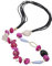 Collana Donna Lunga Hippie Handmade Pietre Fucsia Rosa Bijoux Etnici