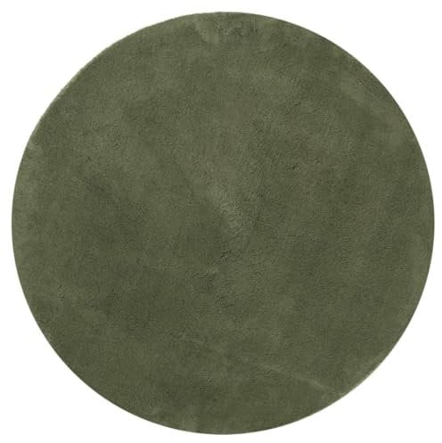 vidaXL Teppich, Wohnzimmerteppich Kurzflor Weich Waschbar, Moderner Teppich Rund für Wohnzimmer Schlafzimmer, Flauschig Einfarbig rutschfest, Waldgrün Ø 120cm