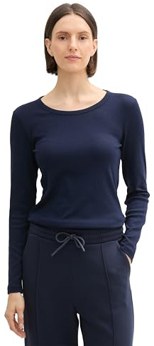 Tom Tailor Damen Basic Longsleeve, 10668 - Sky Captain Blue, XXXL